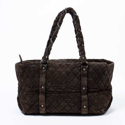 Lot 133 - Chanel Brown Stud Detail Wide Tote