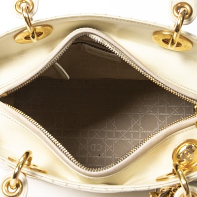 Lot 302 - Christian Dior White Medium Lady Dior Bag