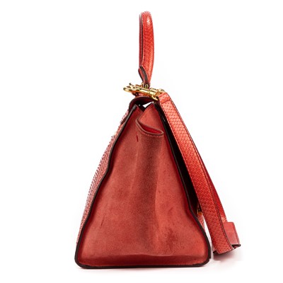 Lot 11 - Celine Red Python Medium Trapeze Bag