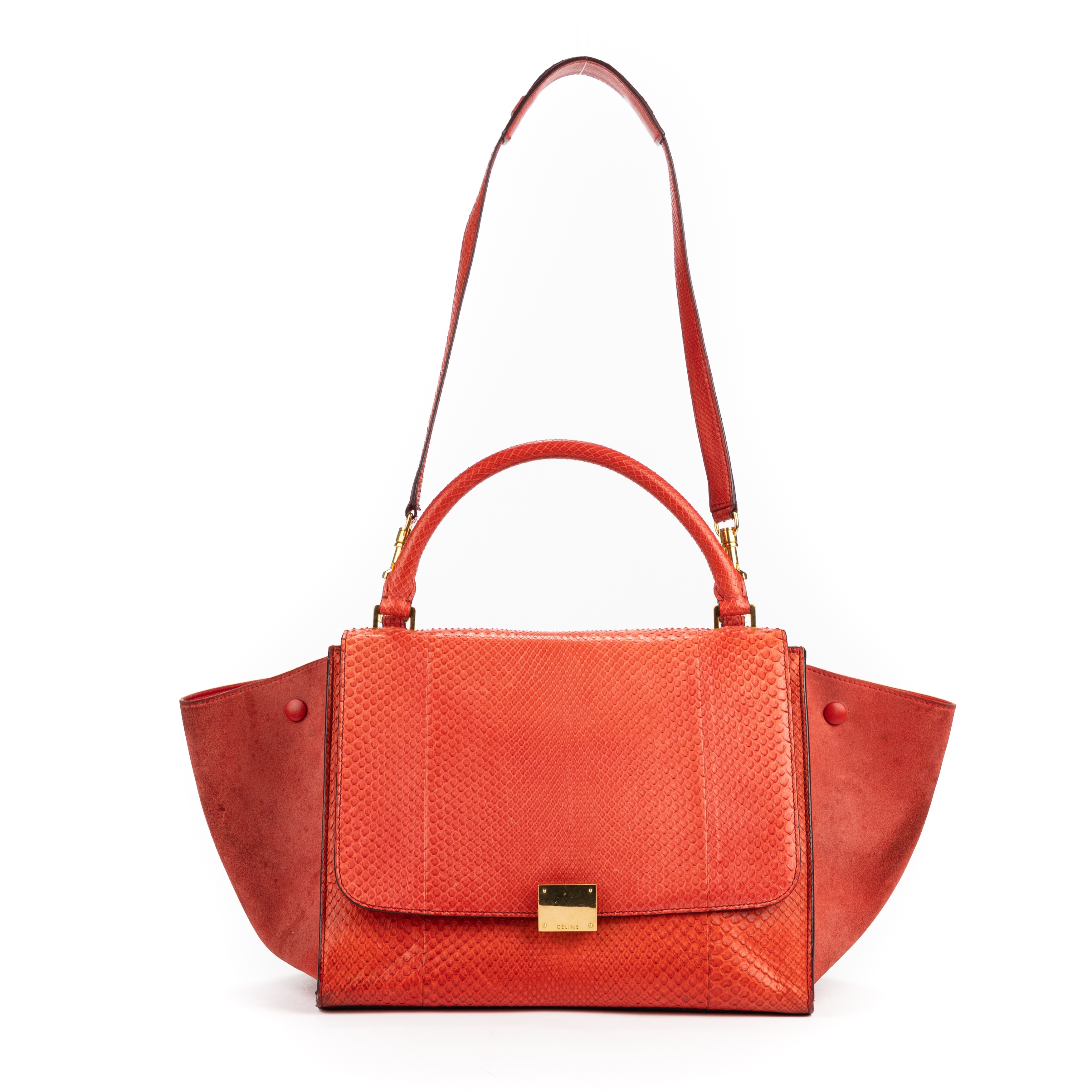 Lot 11 Celine Red Python Medium Trapeze Bag