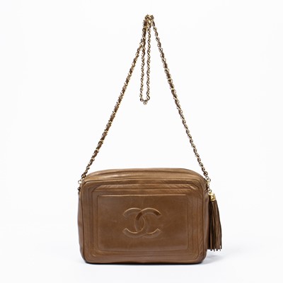 Lot 223 - Chanel Tan CC Logo Tassel Camera Bag