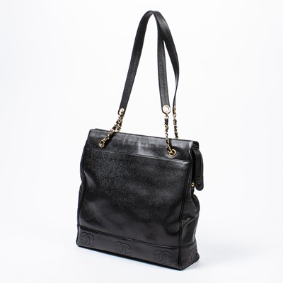 Lot 275 - Chanel Black Triple CC Large Shopping Tote