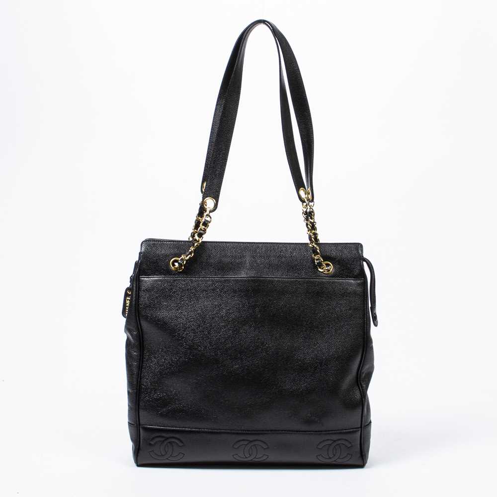 Lot 275 - Chanel Black Triple CC Large Shopping Tote