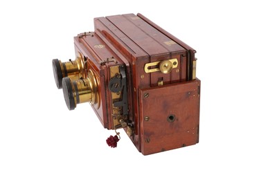 Lot 52 - A Watson Stereoscopic Tailboard Mahogany & Brass Camera