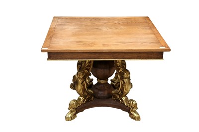 Lot 51 - AN OAK AND GILTWOOD TABLE, IN THE BAROQUE TASTE, 20TH CENTURY