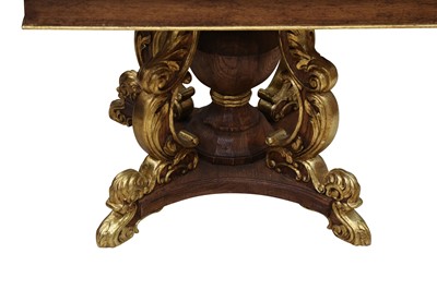 Lot 51 - AN OAK AND GILTWOOD TABLE, IN THE BAROQUE TASTE, 20TH CENTURY