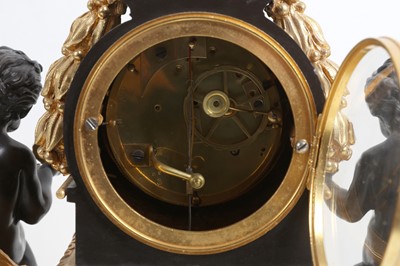 Lot 92 - A MID 19TH CENTURY FRENCH GILT AND PATINATED BRONZE MANTEL CLOCK