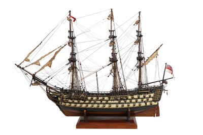 Lot 165 - A FIRST HALF 20TH CENTURY PAINTED WOOD MODEL OF  HMS VICTORY