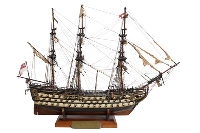 Lot 165 - A FIRST HALF 20TH CENTURY PAINTED WOOD MODEL OF  HMS VICTORY