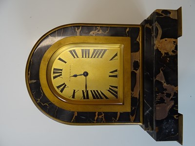 Lot 117 - A TIFFANY AND CO. BROWN MARBLE AND GILT METAL MANTEL CLOCK