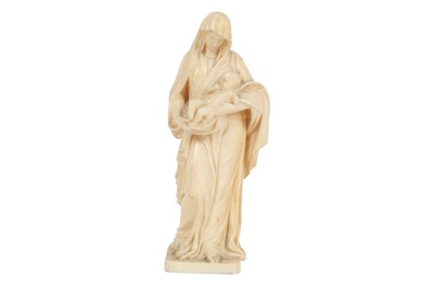 Lot 119 - A CONTINENTAL IVORY MODEL OF THE VIRGIN AND CHILD, LATE 19TH CENTURY