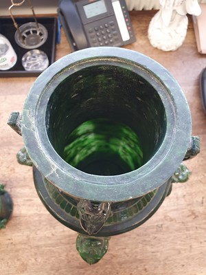 Lot 630 - A LARGE CHINESE SPINACH-GREEN JADE VASE AND COVER.