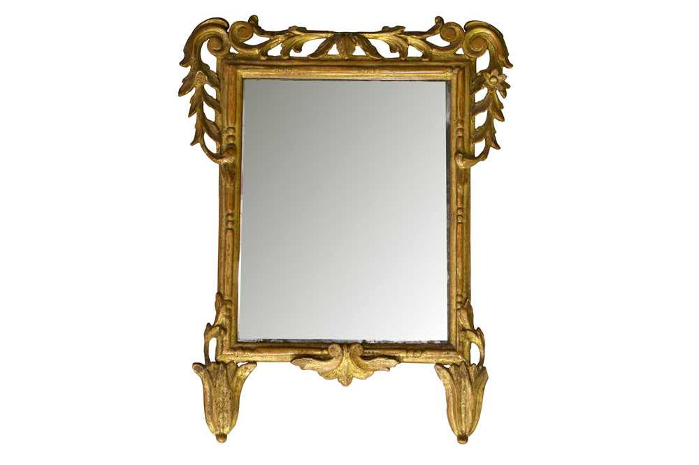 Lot 107 - A RECTANGULAR CARVED GILTWOOD MIRROR, 19TH CENTURY