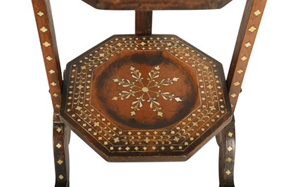 Lot 190 - λ A HARDWOOD IVORY-INLAID ANGLO-INDIAN TIERED TEA TRAY
