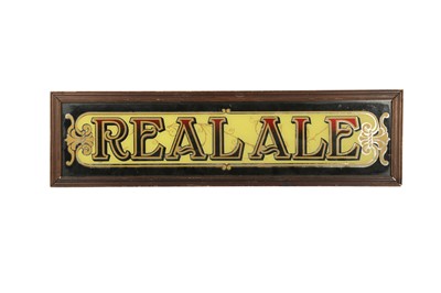 Lot 386 - A MIRRORED GLASS CARLSBERG SIGN TOGETHER WITH ANOTHER FOR REAL ALE