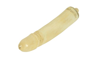 Lot 154 - A 19TH CENTURY ENGLISH IVORY PHALLUS 'FOR YOUR ENJOYMENT'