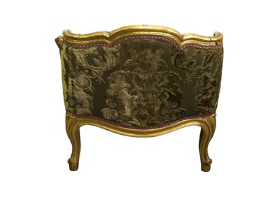 Lot 108 - A FRENCH LOUIS XV STYLE GILTWOOD NURSING CHAIR, 19TH CENTURY