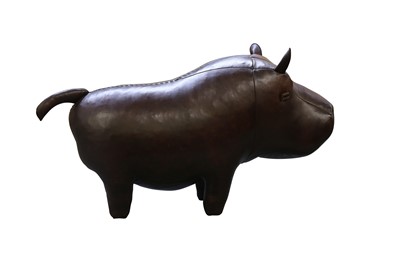Lot 111 - MANNER OF LIBERTY & CO, A LEATHER HIPPO STOOL, 21ST CENTURY
