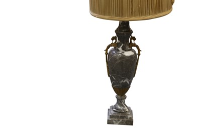 Lot 112 - A REGENCY STYLE GREY MARBLE TABLE LAMP, MID 20TH CENTURY