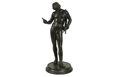 Lot 125 - A LATE 19TH CENTURY NEAPOLITAN BRONZE FIGURE OF NARCISSUS