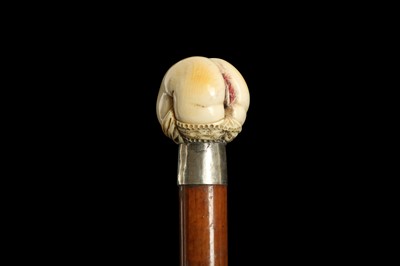 Lot 339 - A 19TH CENTURY IVORY AND MALACCA EROTIC WALKING CANE