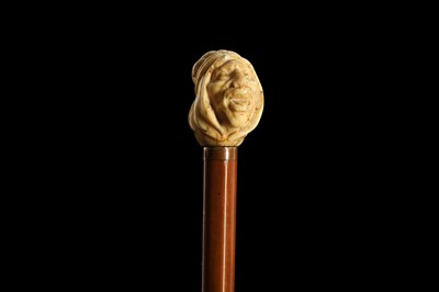 Lot 340 - AN UNUSUAL 19TH CENTURY MALACCA AND MARINE IVORY WALKING CANE