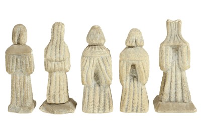 Lot 152 - A GROUP OF FIVE MEDIEVAL STYLE CARVED LIMESTONE FIGURES