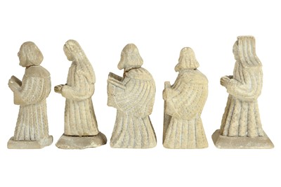 Lot 152 - A GROUP OF FIVE MEDIEVAL STYLE CARVED LIMESTONE FIGURES