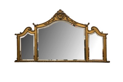 Lot 279 - A GILTWOOD OVERMANTEL MIRROR, 19TH CENTURY