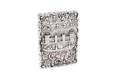 Lot 19 - A Victorian sterling silver ‘castle top’ card case, Birmingham 1852 by Fredrick Marson