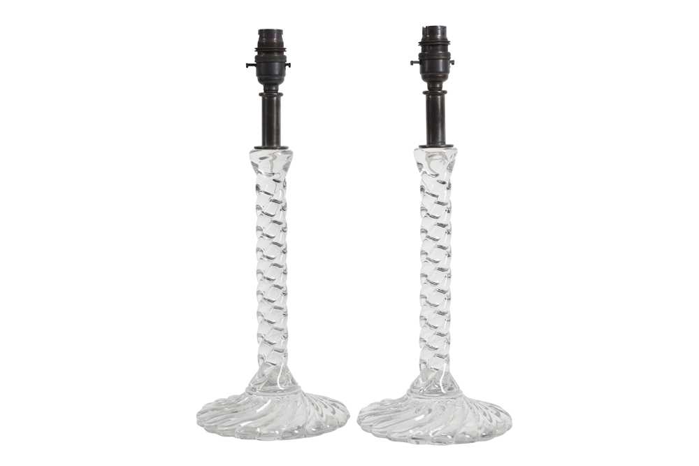 Lot 109 - A PAIR OF GLASS LAMP BASES IN THE STYLE OF BACCARAT