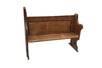 Lot 276 - AN ECCLESIASTICAL PITCH PINE PEW, EARLY 20TH CENTURY