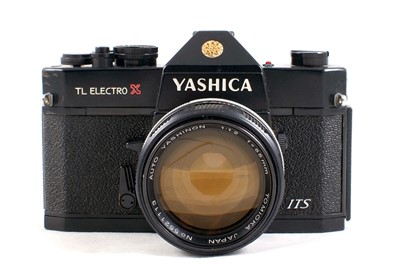 Lot 31 - Black Yashica TL Electro X ITS Camera with RARE Tomioka 55mm f1.2 Lens