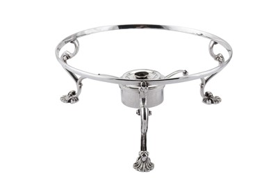 Lot 393 - A George III Irish provincial silver chafing dish ring with burner, Cork circa 1780 by Stephen Walsh (master 1768)