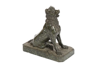 Lot 432 - AN ITALIAN GRAND TOUR GREEN SERPENTINE MARBLE MODEL OF THE DOG OF ALCIBIADES