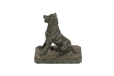 Lot 432 - AN ITALIAN GRAND TOUR GREEN SERPENTINE MARBLE MODEL OF THE DOG OF ALCIBIADES