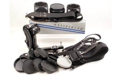 Lot 51 - Hasselblad Items inc Hoods, Pistol Grip, Straps, Caps etc.