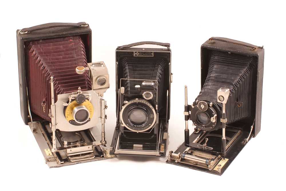 Lot 210 - Large Cameo with Maroon Bellows & Other Folding Cameras.