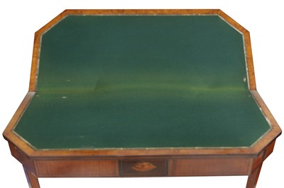Lot 78 - A SHERATON STYLE SATINWOOD AND LINE INLAID CARD TABLE, EARLY TO MID 20TH CENTURY
