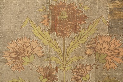 Lot 12 - A MOSAIC PANEL OF FLORAL METAL-WRAPPED THREAD TEXTILE