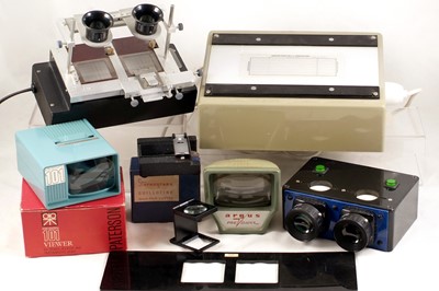 Lot 225 - Stereo Mounting Outfit, inc a Twin 35mm Slide Custom Viewer