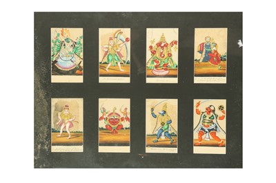 Lot 347 - EIGHTEEN INDIAN PAINTINGS ON MICA OF BIRDS, DEITIES AND VILLAGERS