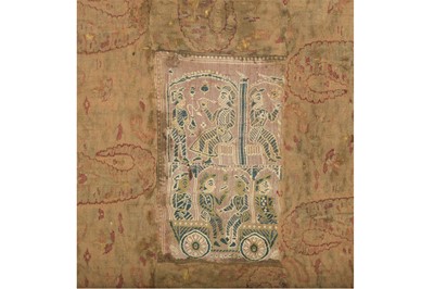 Lot 19 - AN INDO-PORTUGUESE TEXTILE PANEL WITH FIGURAL DECORATION