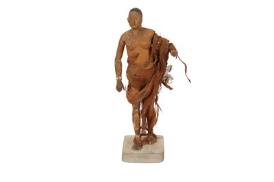 Lot 385 - A INDIAN PAINTED TERRACOTTA AND COTTON DRESSED FIGURE, 19TH CENTURY
