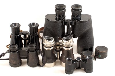 Lot 281 - Group of Binoculars including Ex W.D. 7x50 & an Rare Taylor Hobson Zoom Model.