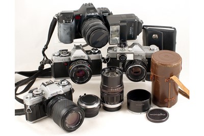 Lot 284 - Group of Minolta Film Cameras & Lenses.
