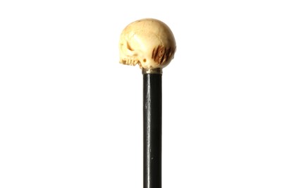 Lot 249 - A JAPANESE MEIJI PERIOD CARVED BONE HANDLED WALKING CANE, LATE 19TH TO EARLY 20TH CENTURY