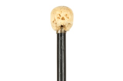 Lot 249 - A JAPANESE MEIJI PERIOD CARVED BONE HANDLED WALKING CANE, LATE 19TH TO EARLY 20TH CENTURY