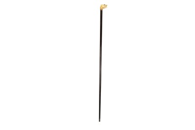Lot 247 - A MARINE IVORY HANDLED WALKING CANE, 19TH CENTURY