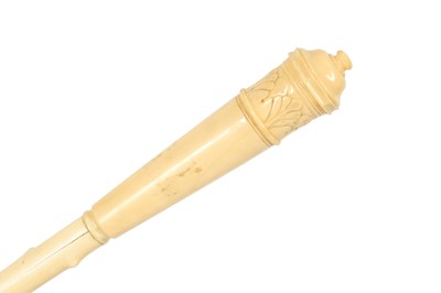 Lot 250 - A CARVED MARINE IVORY WALKING CANE, EARLY 20TH CENTURY